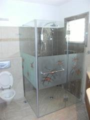 מקלחון זכוכית עם דוגמא צרובה - א.כ מראות איכות