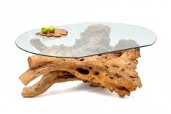 שולחן עץ עם זכוכית - מי השרון