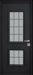 דלת כניסה מפלדה שחורה בשילוב צוהרים - המרכז הארצי לדלתות