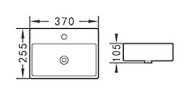 כיור שולחני קטן דגם L370 - חלמיש 