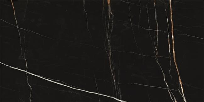 פורצלן שחור מבריק עם גידים לבנים וכתומים - חלמיש 