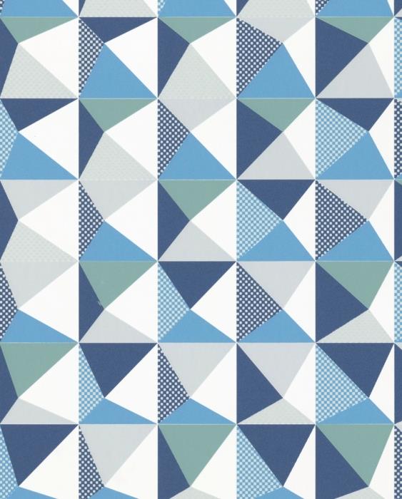 טפט משולשים צבעוניים, כחול, טורקיז, אפור, לבן - גולדשטיין גלרי טפט