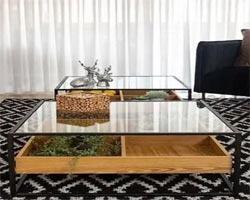 שולחן סלון אלמוג מרובע - היבואנים