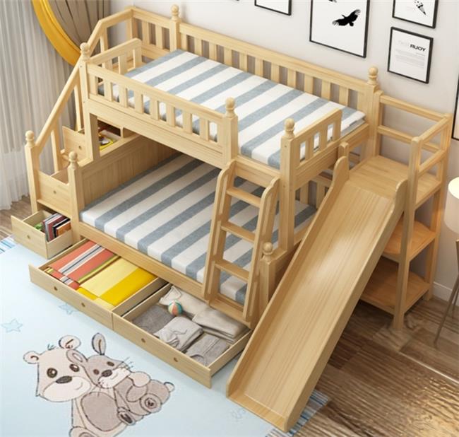 מיטת קומותיים מעץ מלא דגם 012slide - היבואנים