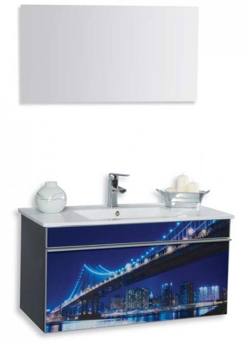 ארון אמבטיה עם זכוכית מודפסת - פרסטיז'