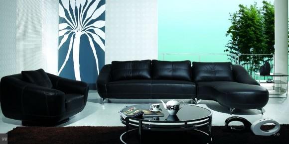 סלון שחור מעור - להב רהיטים היבואן