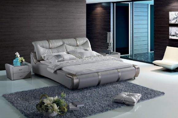 מיטה אפורה דמויית עור - להב רהיטים היבואן