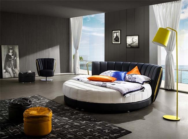 מיטת דמוי-עור עגולה אקדיה - להב רהיטים היבואן
