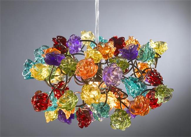 מנורת פרחים צבעונית - יהודה אוזן