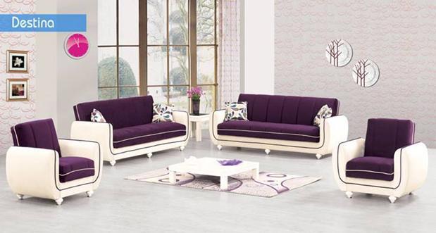 סלון בסגול ולבן - אלבור רהיטים