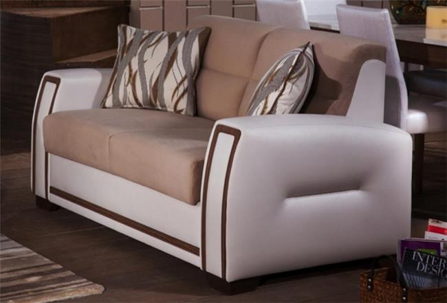 ספה לבנה וחומה - אלבור רהיטים