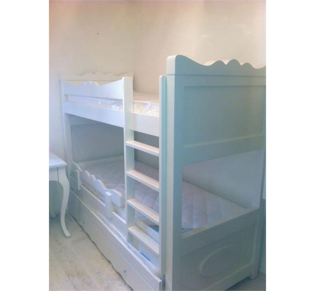 מיטת קומותיים לבנה נסיכות - מיקול רהיטים