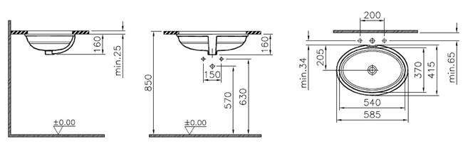 כיור רחצה תחתון Vitra Aria 59/42 - א.ישראלי