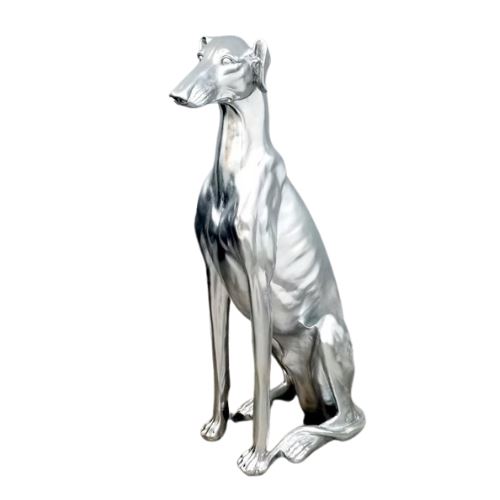 פסל נוי גדול כלב רוח בצבע כסוף - רקפת ספיר-רשת חנויות לעיצוב הבית