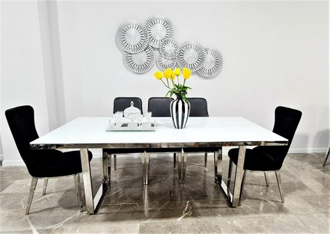 שולחן פינת אוכל דגם פריז בסיס כסוף - רקפת ספיר-רשת חנויות לעיצוב הבית