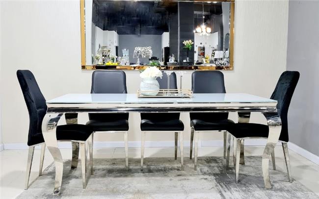 שולחן פינת אוכל דגם לואי כסוף לבן - רקפת ספיר-רשת חנויות לעיצוב הבית