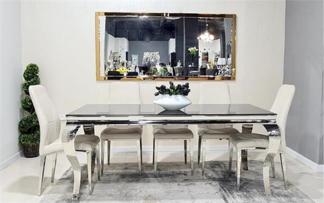 שולחן פינת אוכל דגם לואי כסוף שחור - רקפת ספיר-רשת חנויות לעיצוב הבית