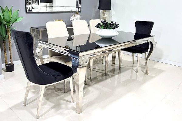שולחן פינת אוכל דגם לואי כסוף שחור - רקפת ספיר-רשת חנויות לעיצוב הבית