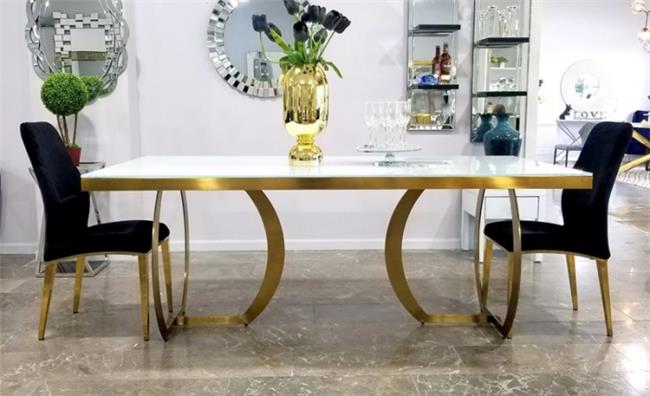 שולחן פינת אוכל דגם רוברטו בסיס זהב - רקפת ספיר-רשת חנויות לעיצוב הבית