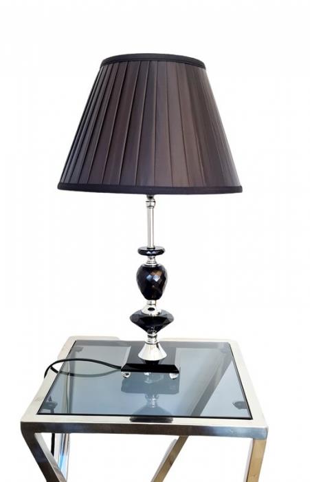 מנורה שולחנית קריסטל בסיס שחור דגם 10-2 אהיל שחור - רקפת ספיר-רשת חנויות לעיצוב הבית