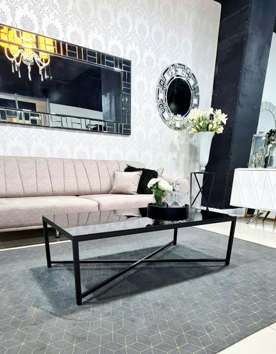 שולחן סלון דגם אוסלו בסיס מתכת שחור - רקפת ספיר-רשת חנויות לעיצוב הבית
