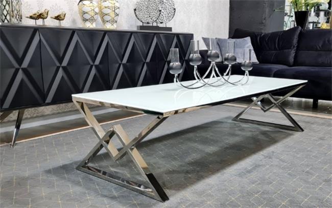 שולחן סלון דגם טריקסי כסוף לבן - רקפת ספיר-רשת חנויות לעיצוב הבית