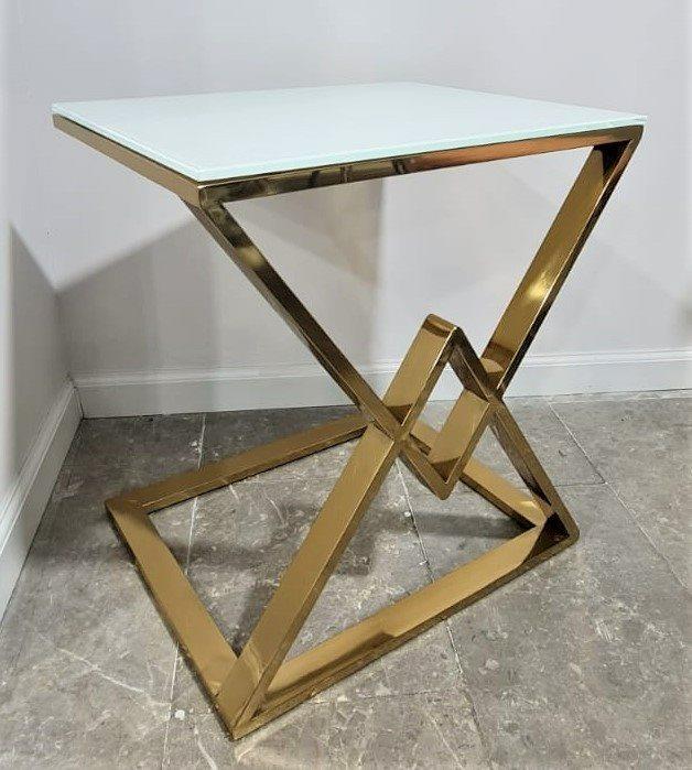 שולחן צד דגם טריקסי בסיס נירוסטה זהב - רקפת ספיר-רשת חנויות לעיצוב הבית