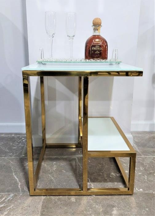 שולחן צד דגם ניק זהב לבן - רקפת ספיר-רשת חנויות לעיצוב הבית