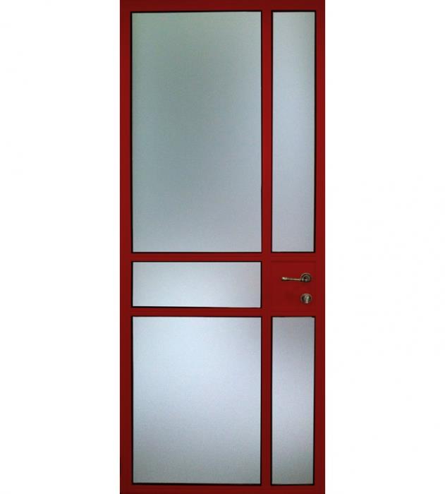 דלת מפרופיל אלומיניום אדום - אלומטל מעטפת לבניין בע"מ