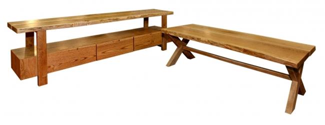 מזנון ושולחן עץ גזום - עמנואל רהיטי המזרח