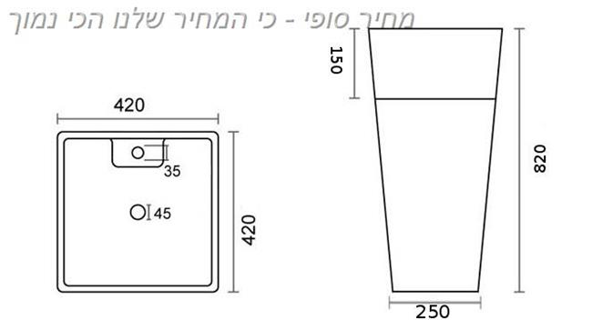 כיור עומד מרובע - קונקס קרמיקה בע"מ