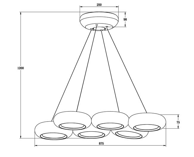 מנורה תלויה דגם אורביט 6 - טכנולייט