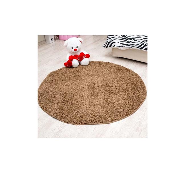 שטיח שאגי עגול חום בהיר - buycarpet
