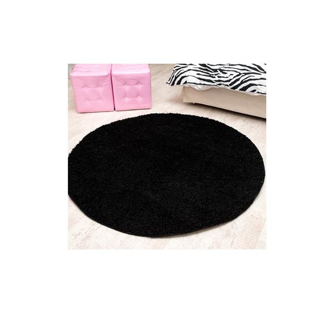 שטיח שאגי עגול שחור - buycarpet