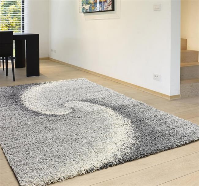 שטיח שאגי מעוצב אפור קרם - buycarpet