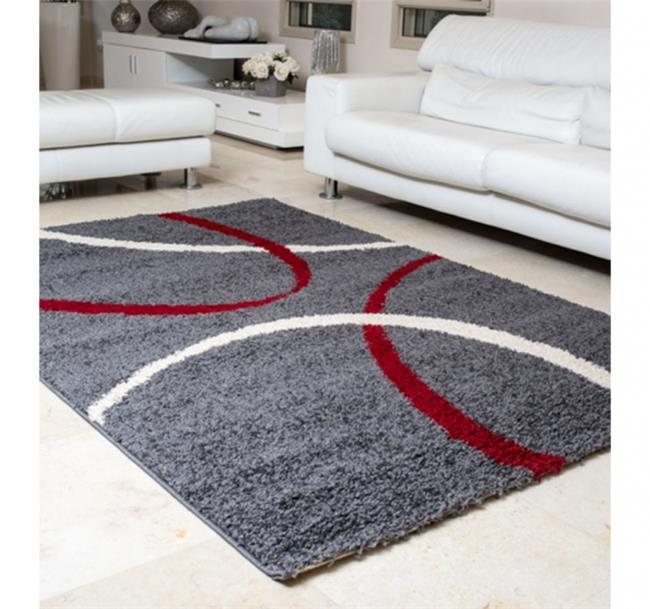 שטיח שאגי מעוצב אפור אדום - buycarpet