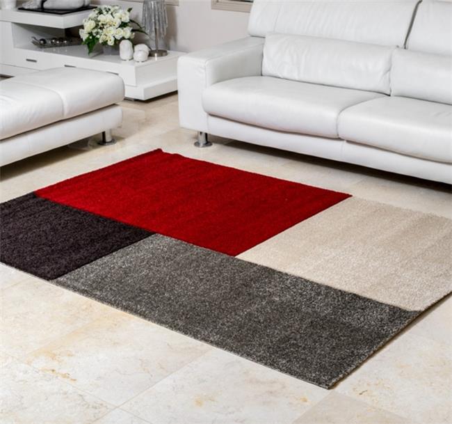 שטיח מלבנים אדום אפור - buycarpet