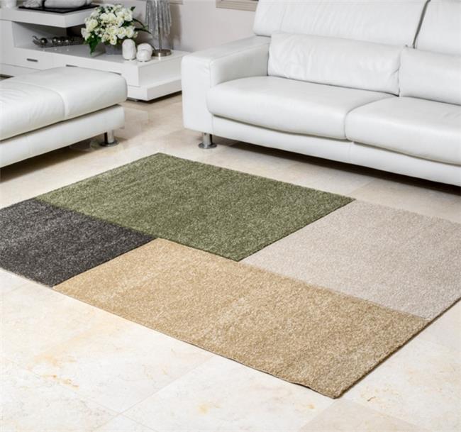 שטיח מלבנים ירוק בז' - buycarpet