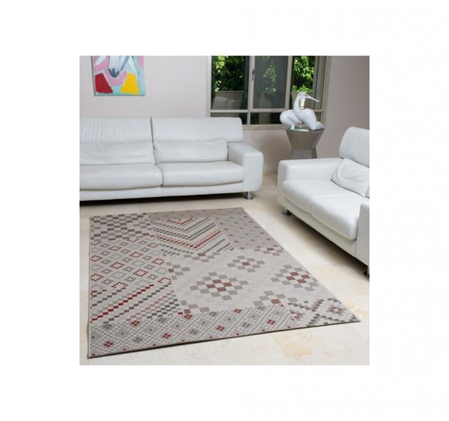 שטיח ריבועים בז' אדום - buycarpet