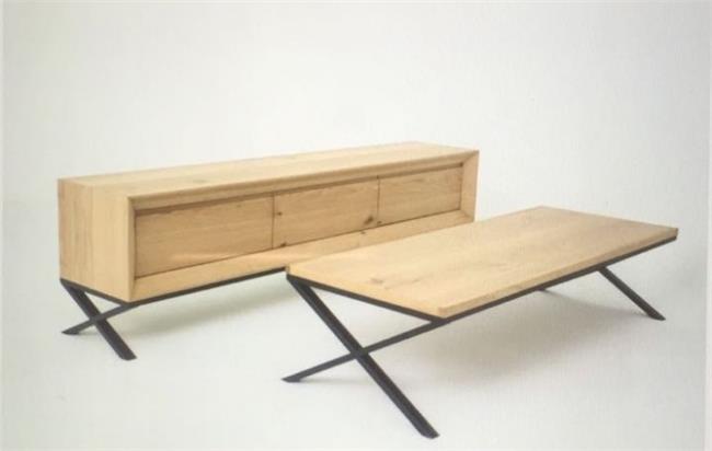 סט מזנון ושולחן רגלי X - רהיטי אלון