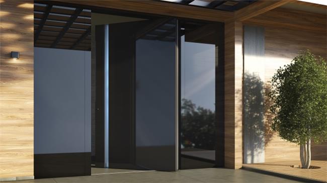 דלת כניסה דגם 1020 זכוכית שחורה - טקני דור
