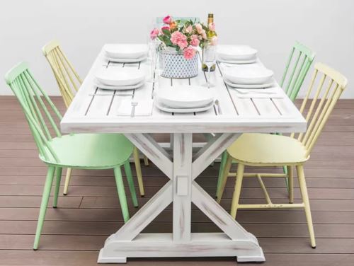 שולחן אוכל אלומיניום עם 6 כיסאות - רטרו - GARDENSALE