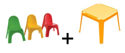 שולחן מונובלוק + 4 כיסאות - GARDENSALE