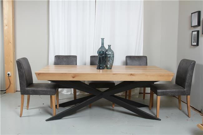 שולחן עץ עם רגל מתכת - רהיטי ברכת השם