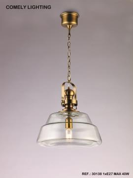 מנורה דגם קונוס זכוכית ופליז - תמי ורפי תאורה מעוצבת