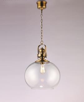 מנורה דגם כדור זכוכית ופליז - תמי ורפי תאורה מעוצבת
