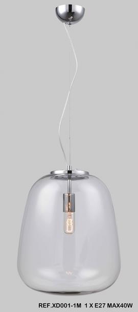 מנורת תליה קליר בינוני זכוכית שקופה - תמי ורפי תאורה מעוצבת