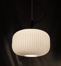 מנורת תליה קוטר 35 לבן פסים - תמי ורפי תאורה מעוצבת