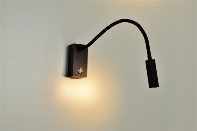 מנורת קיר 3W LED שחור דימר טאצ' - תמי ורפי תאורה מעוצבת