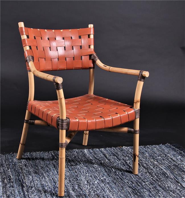 כיסא דקורטיבי מבמבוק ועור - העץ הנדיב